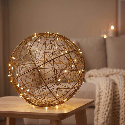 30 cm Gold LED Decor Orb – Warm White Light Sphere