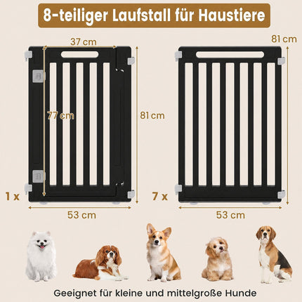 31.5" Height HDPE Dog Playpen, 8 Panels, Indoor/Outdoor