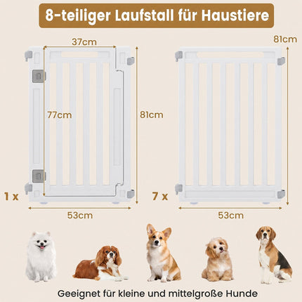 31.5" Indoor Outdoor Dog Playpen, 8 Panels, HDPE Material
