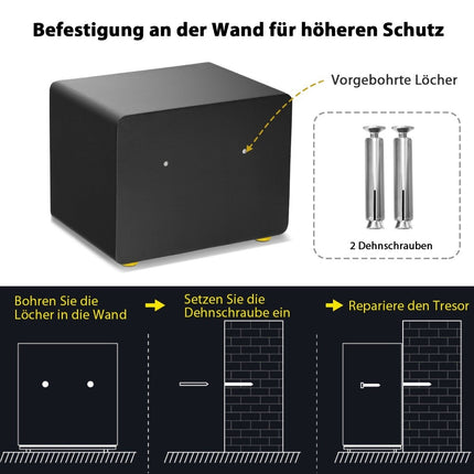 Elektronický trezor 31.5L s digitální klávesnicí a klíčem 40 x 30 x 31 cm, černý