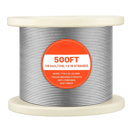 316 Stainless Steel Wire Rope 3.2 mm, 152 m, Cutter