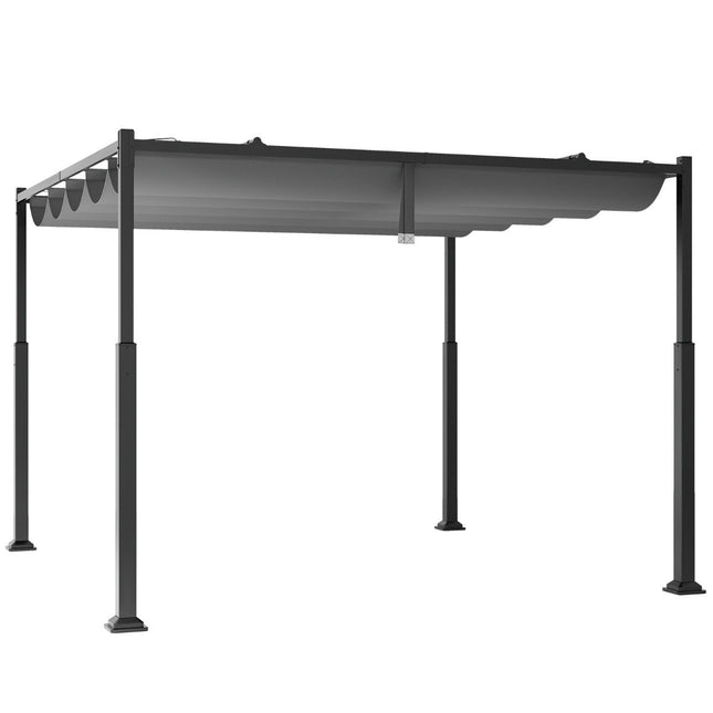 Pergola 3.1 x 3.1 m s posuvnou střechou, voděodolný altán, zimuvzdorný zahradní pavilon, šedá