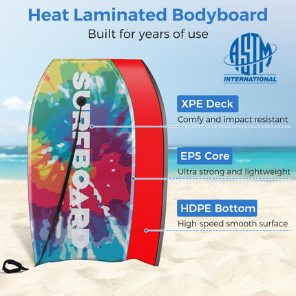 33–41 Inch Bodyboard with EPS Core, Wrist Leash