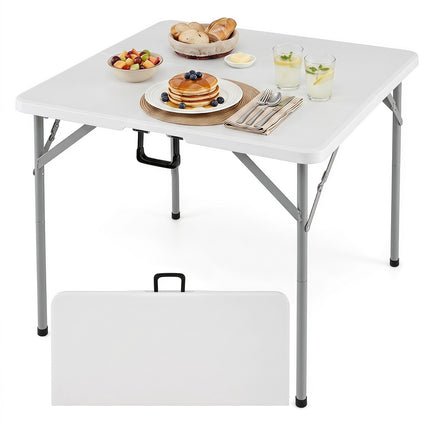 34" Square Foldable Card Table, White – Portable & Durable