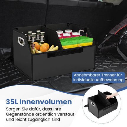Skládací organizér do kufru auta 35L s víkem a přepážkou