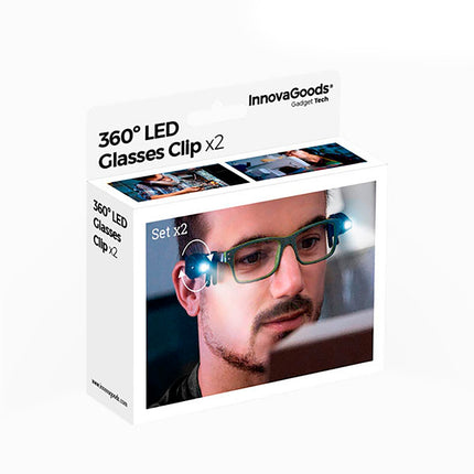 LED klip na brýle 360º InnovaGoods, 2 ks