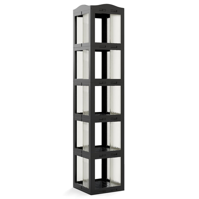 Otočná knihovna 360°, skládací, průhledná, černá, 174 cm