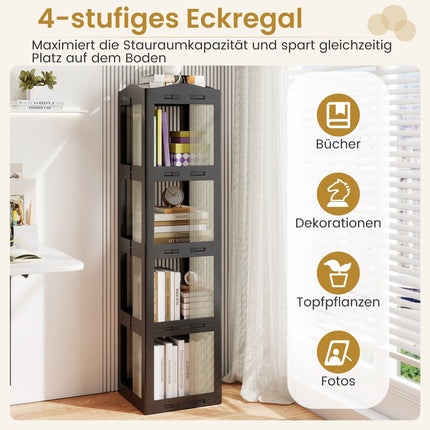360 Rotating Bookshelf, Foldable, Transparent, Black