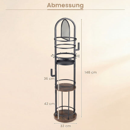 Otočný organizér na šperky 360° s držáky na náušnice a náhrdelníky