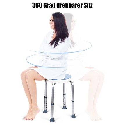 Otočná sprchová stolička 360°, nastavitelná výška, modrá