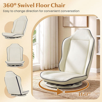 360 Swivel Gaming Chair, Adjustable Backrest, Beige