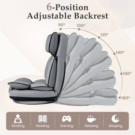 360 Swivel Gaming Chair, Adjustable Backrest, Gray PU Leather