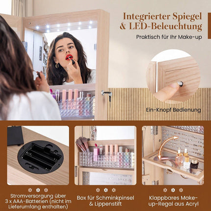 360 Swivel Jewelry Cabinet with Full-Length Mirror & LED