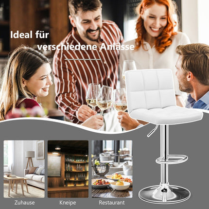 360° rotating bar stool made of faux leather, height-adjustable bar stool, white