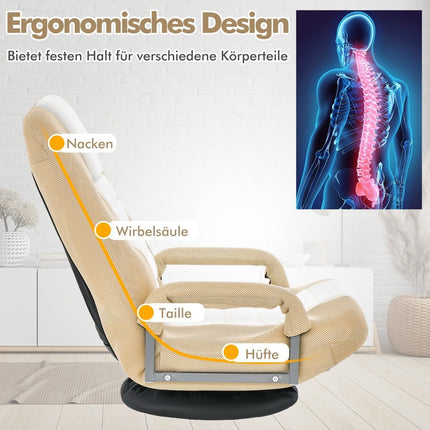 360° rotating floor chair with 6-way adjustable backrest floor chair beige