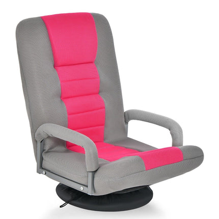 360° rotating floor chair with 6-way adjustable backrest floor chair pink