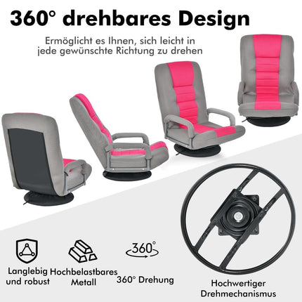 360° rotating floor chair with 6-way adjustable backrest floor chair pink
