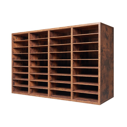 36-Compartment Literature Organizer, Removable Shelves, Dark Brown