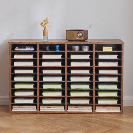 36-Compartment Literature Organizer, Removable Shelves, Dark Brown