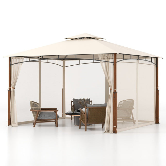 3.6 x 3 m Gazebo with Double Roof & Mosquito Net Waterproof Party Tent Garden Gazebo