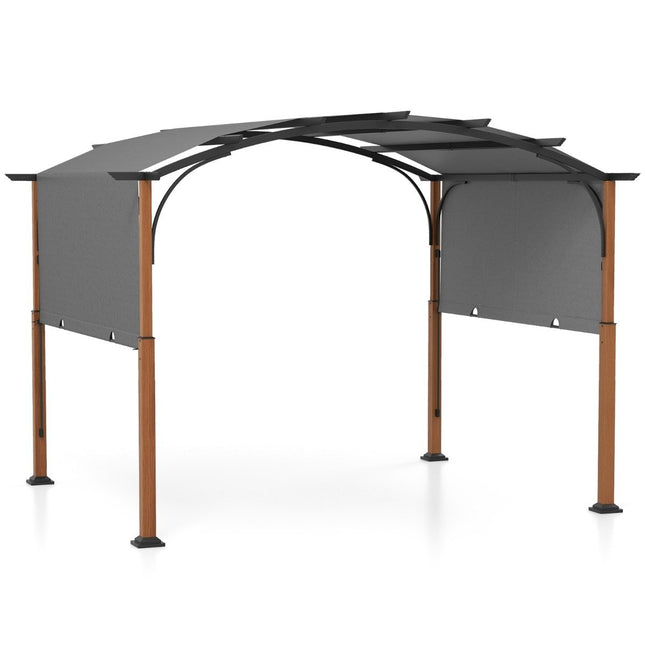 Pergola 3.6 x 3 m se zatahovací střechou, voděodolná, stabilní, zimuvzdorný pavilon, šedá
