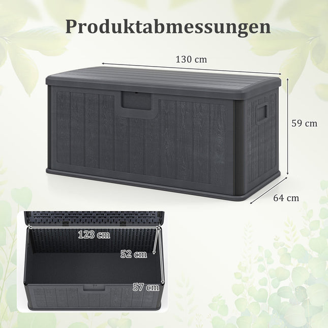 Vodotěsný venkovní úložný box 378L, uzamykatelné víko, šedá