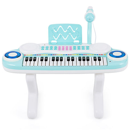 Digitální piano s 37 klávesami, dětské klávesy s mikrofonem 48 x 20 x 38 cm, modré