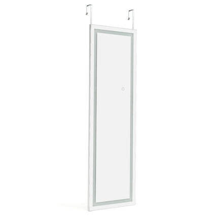 Nástěnné zrcadlo 2v1 37 x 120 cm s LED osvětlením ve 3 barvách, celopostavové závěsné zrcadlo