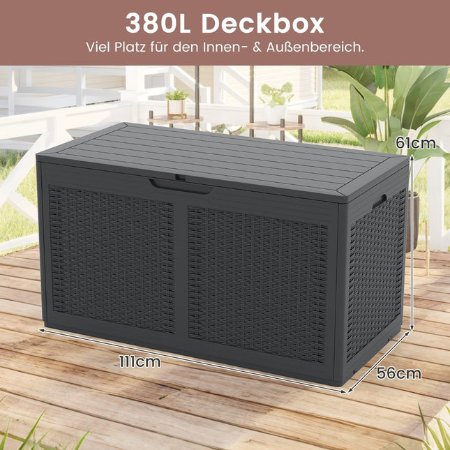 Venkovní úložný box 380L s kolečky, vodotěsné víko