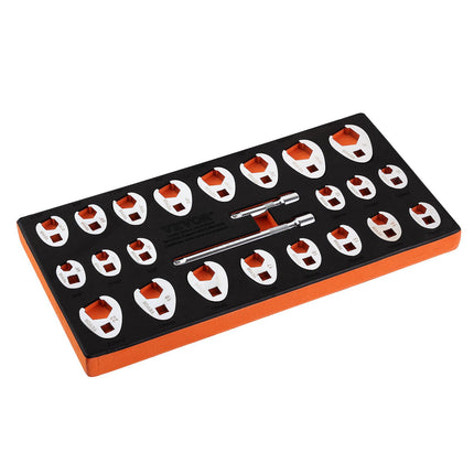 3/8 Drive Crowfoot Wrench Set, 24-Piece SAE/Metric