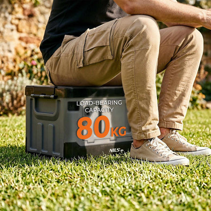 Skládací přepravní box 38L s deskou, šedá