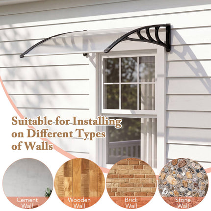 39"x30" Outdoor Door Canopy, Black Polycarbonate