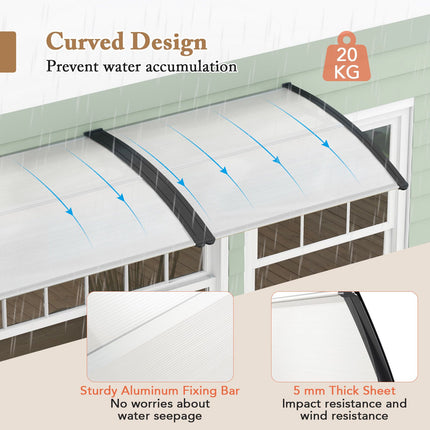 39"x30" Outdoor Door Canopy, Black Polycarbonate