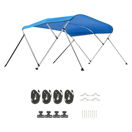 3-Bow Boat Bimini Top, 600D Polyester, Aluminum Frame