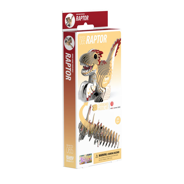 3D kartonová stavebnice – dinosaurus raptor, kreativní montáž