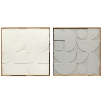 Sada 3D geometrické nástěnné dekorace, 2 ks, 80x80 cm, bílá