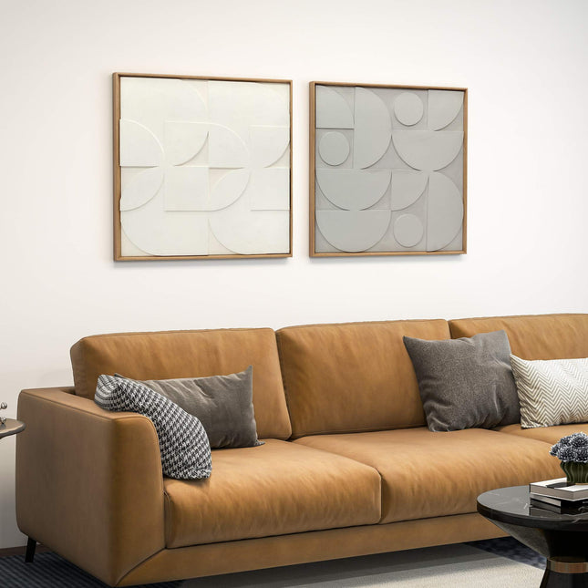 Sada 3D geometrické nástěnné dekorace, 2 ks, 80x80 cm, bílá