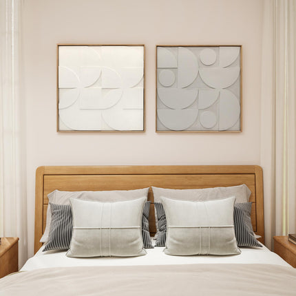Sada 3D geometrické nástěnné dekorace, 2 ks, 80x80 cm, bílá