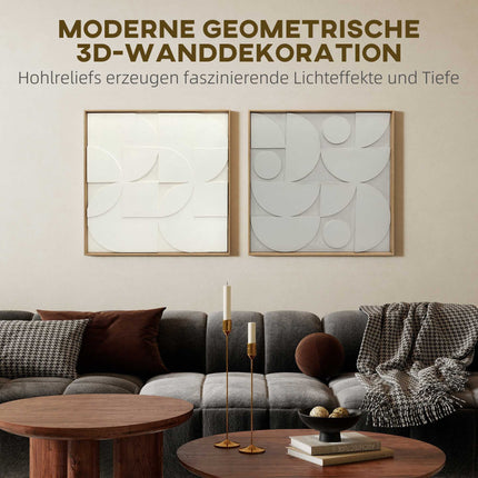 Sada 3D geometrické nástěnné dekorace, 2 ks, 80x80 cm, bílá