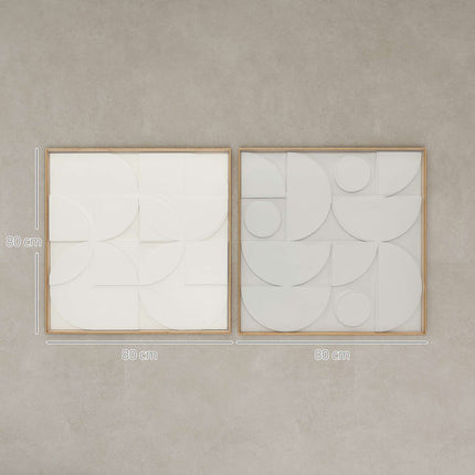 Sada 3D geometrické nástěnné dekorace, 2 ks, 80x80 cm, bílá