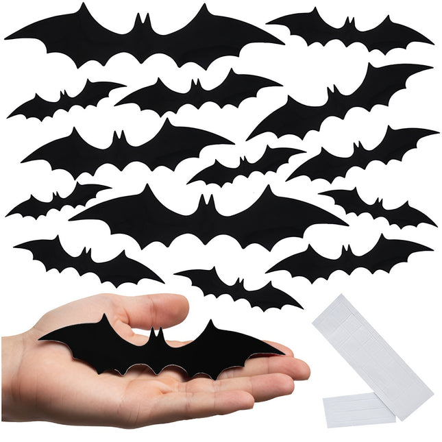 3D samolepky halloweenští netopýři, 56 ks se samolepicí vrstvou
