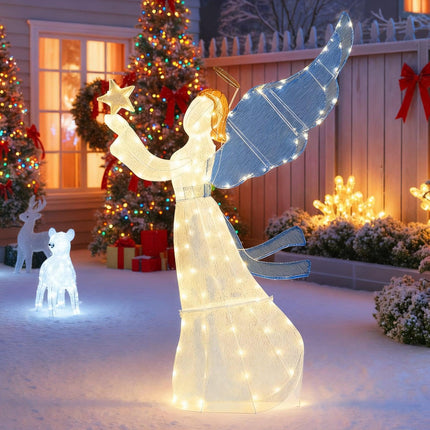 3D LED vánoční dekorace anděl, 152 cm, kovová konstrukce