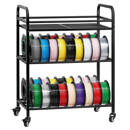 3D Printer Filament Storage Rack, 3-Tier Rolling Steel Shelf