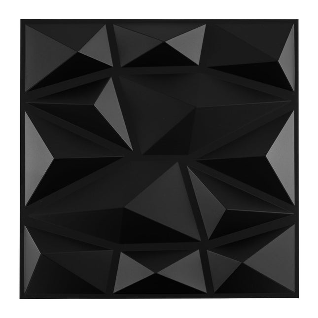 3D nástěnné panely, černé PVC, 50 ks, 30x30 cm, pokrytí 4.5m²
