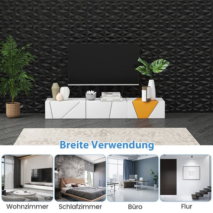 3D nástěnné panely, černé PVC, 50 ks, 30x30 cm, pokrytí 4.5m²