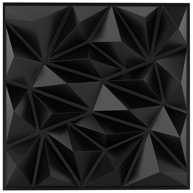 3D nástěnné panely, diamantový vzor, černá, pokrytí 10m²