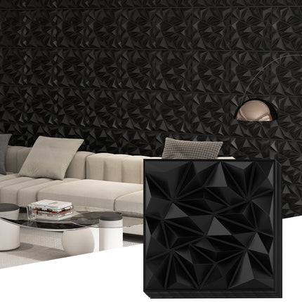3D nástěnné panely, diamantový vzor, černá, pokrytí 5m²