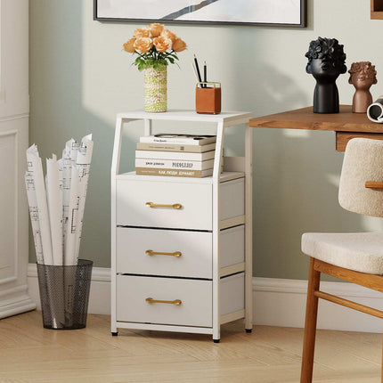 3-Drawer Vertical Storage Dresser with Fabric Drawers