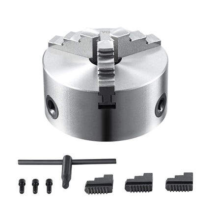 3-Jaw Lathe Chuck, 6-Inch Self-Centering, Reversible Jaws