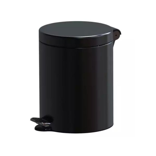 3L Black Steel Pedal Bin with Click Lock Mechanism